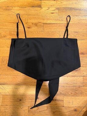 Sunday Best Black Tie-Back Crop Top - Sleek Spaghetti Straps